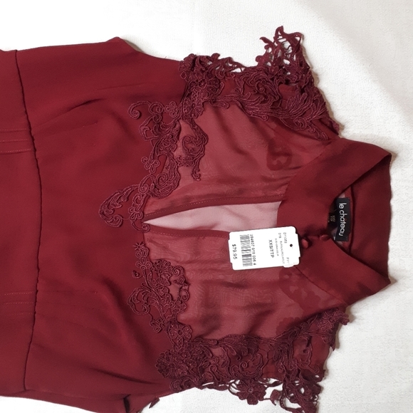 Le Chateau Blouse Burgandy Size Xxs - Picture 2 of 8